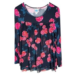 Matilda Jane Winter Blooms Rose Print Layered Blouse Womens Size XS